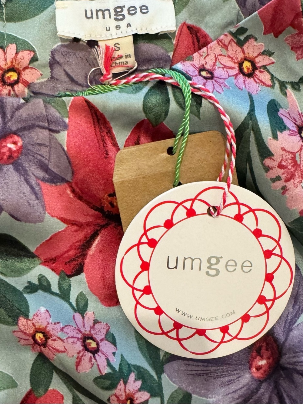 NWT Umgee Floral Puff-Sleeve Belted Mini Dress - Picture 2 of 7